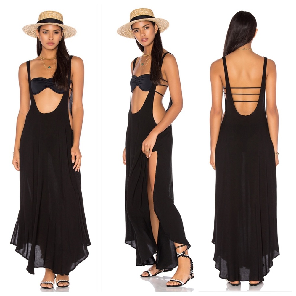 Indah Gus Suspender Maxi Dress in Black
